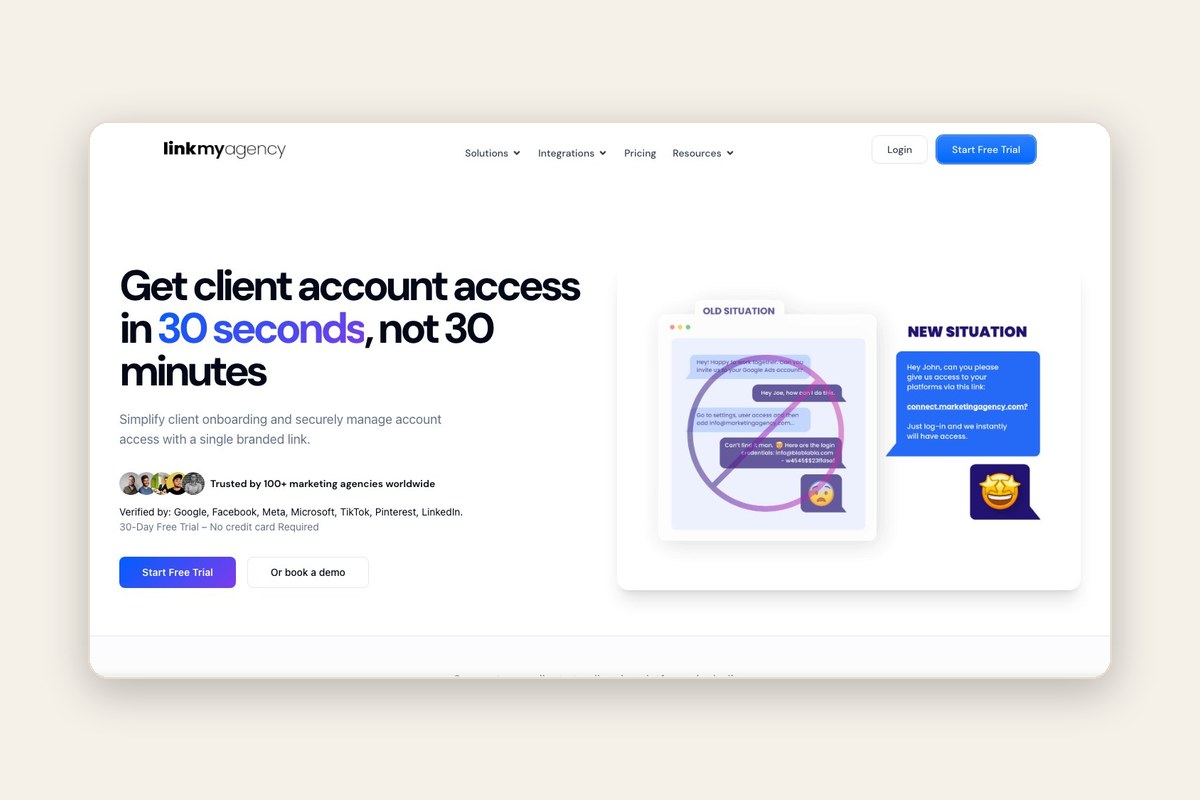 LinkMyAgency, klanttoegang in 30 seconden