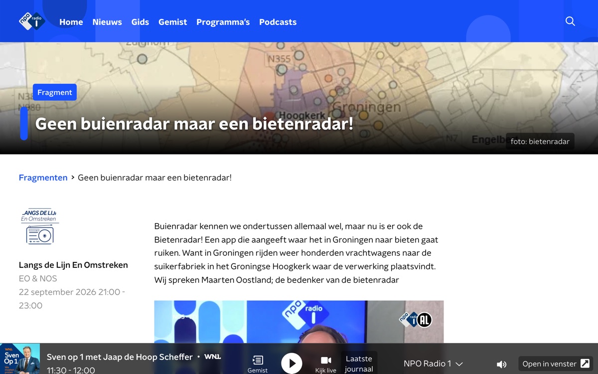 NPO Radio 1: Langs de Lijn en Omstreken: 'Not a rain radar, but a beet radar'